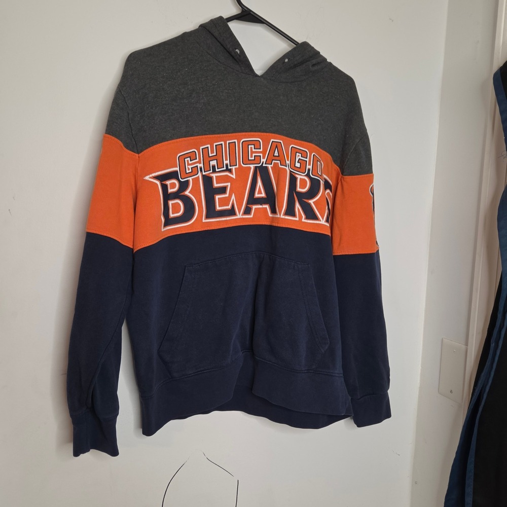 Starter Chicago Bears NFL Hoodie Mens Large Colorblock Navy Orange Grey Logo